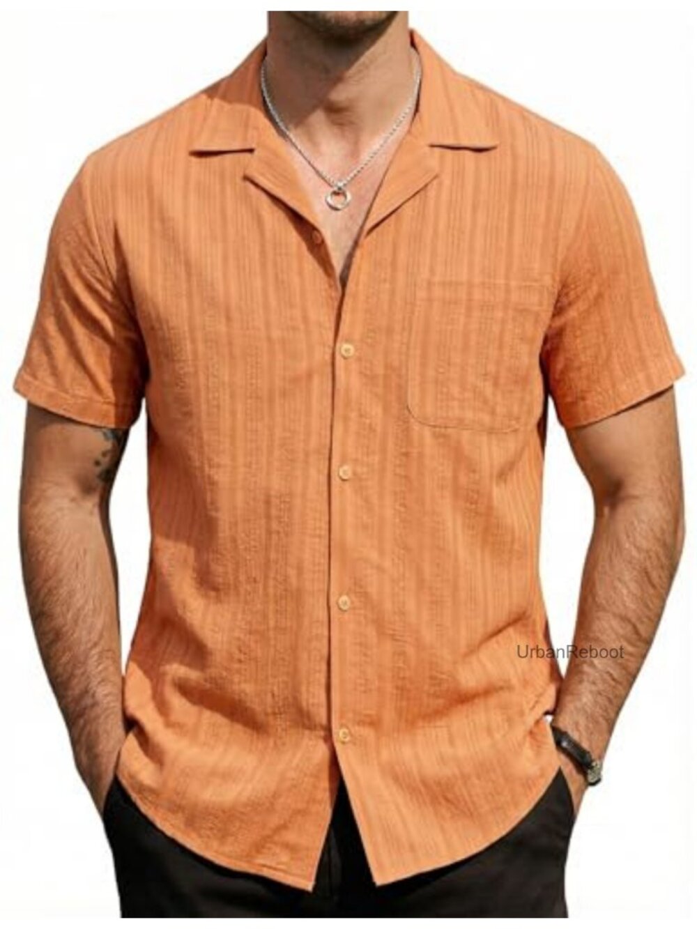 Vintage Guayabera Button Down Short Sleeve Shirt - Cotton
